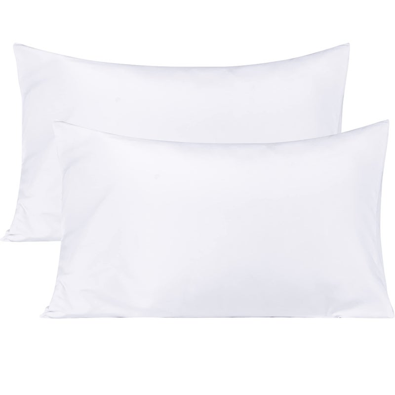 BEDSUM Microfiber Queen Pillowcases Set of 2, Soft Wrinkle Resistant and Easy Care Pillow Cases with Envelope Closure for Kids, 20x30 inches, White - Image 1